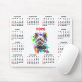 Customisable Cute Yorkie Dog Calendar Muismat (Met muis)