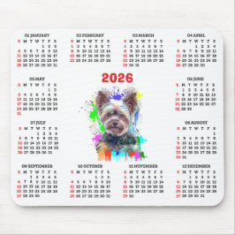 Customisable Cute Yorkie Dog Calendar  Muismat