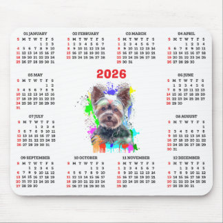 Customisable Cute Yorkie Dog Calendar  Muismat