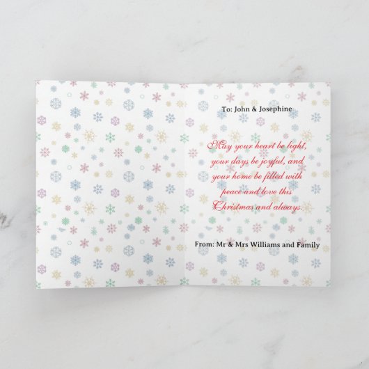 Customisable Digital Photo Centrepiece Folded Xmas Kaart (Binnen)