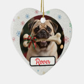 Customisable Dog And Bone Pet Heart Christmas Keramisch Ornament (Rechts)