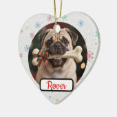Customisable Dog And Bone Pet Heart Christmas Keramisch Ornament (Links)