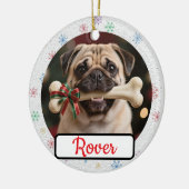 Customisable Dog And Bone Pet Owner's Christmas Keramisch Ornament (Links)