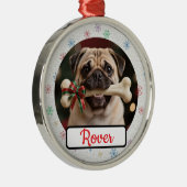 Customisable Dog And Bone Pet Owner's Round Xmas Metalen Ornament (Rechts)