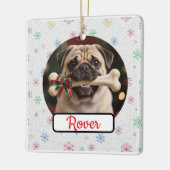 Customisable Dog And Bone Pet Square Christmas Keramisch Ornament (Links)