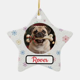 Customisable Dog And Bone Pet Star Christmas Keramisch Ornament