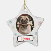 Customisable Dog And Bone Pet Star Christmas Keramisch Ornament (Links)