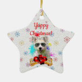 Customisable Dog And Bone Pet Star Christmas Keramisch Ornament (Achterkant)