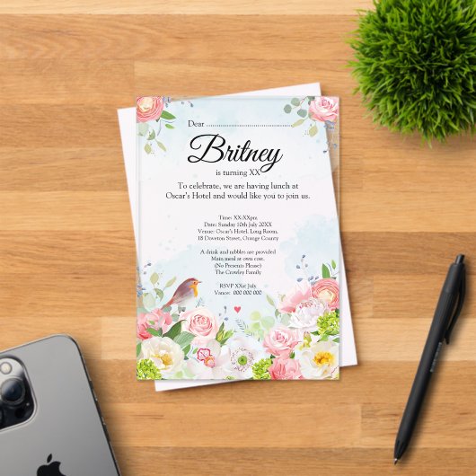 Customisable Female Birthday Invitation – Clear Acryl Uitnodigingen (Insitu (Uitnodiging))