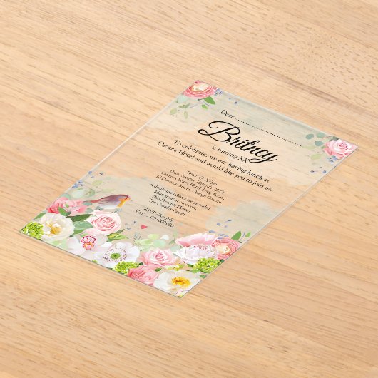 Customisable Female Birthday Invitation – Clear Acryl Uitnodigingen (Laagn)