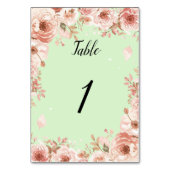 Customisable Floral Wedding mint and Pink Roses  Kaart (Achterkant)