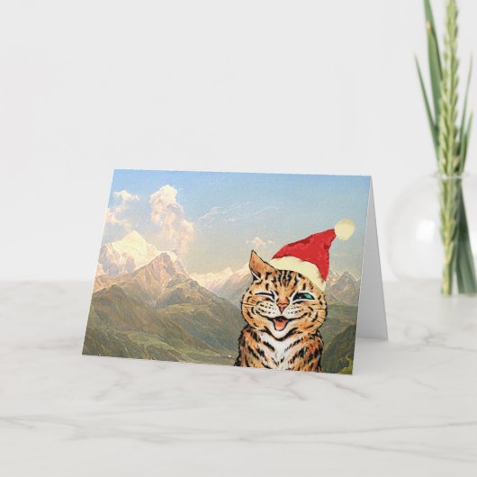 Customisable Funny Cat Christmas Card Feestdagen Kaart (Voorkant)