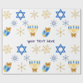 Customisable Hanukkah winter Wrapping Paper Cadeaupapier (Vlak)
