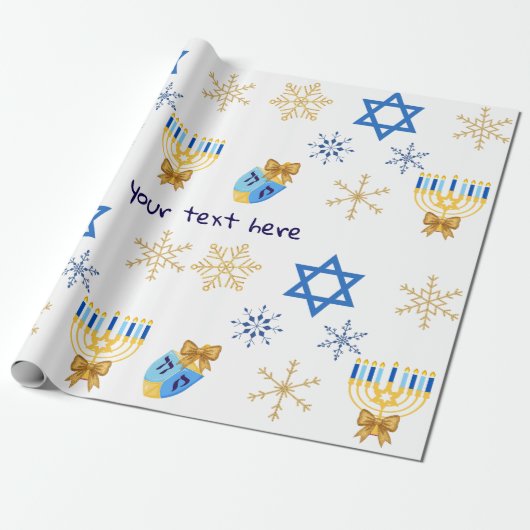 Customisable Hanukkah winter Wrapping Paper Cadeaupapier (Uitgerold)