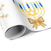 Customisable Hanukkah winter Wrapping Paper Cadeaupapier (Rol Hoek)