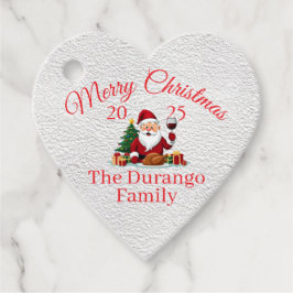 Customisable Happy Santa Claus Christmas Heart Bedankjes Labels