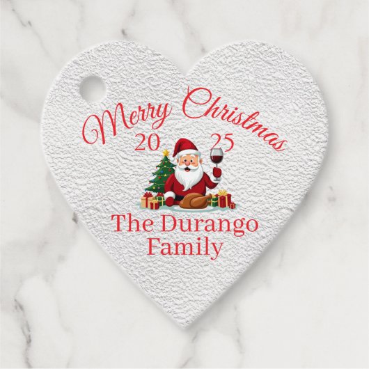 Customisable Happy Santa Claus Christmas Heart Bedankjes Labels (Voorkant)