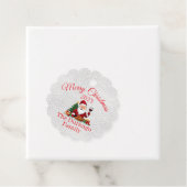 Customisable Happy Santa Claus Christmas Scalloped Bedankjes Labels (In situ)