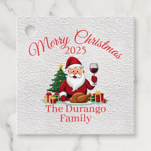 Customisable Happy Santa Claus Christmas Square Bedankjes Labels (Voorkant)