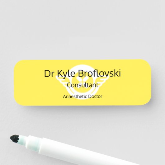 Customisable Hello my name is Dr Naamplaatje (In situ)