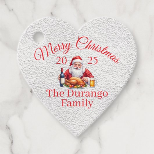 Customisable Jolly Santa Claus Christmas Heart Bedankjes Labels (Voorkant)