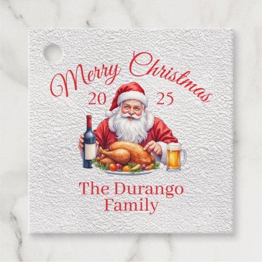 Customisable Jolly Santa Claus Christmas Square Bedankjes Labels (Voorkant)