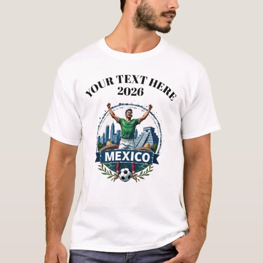 Customisable Mexico Soccer Football Team Supporter T-shirt (Voorkant)