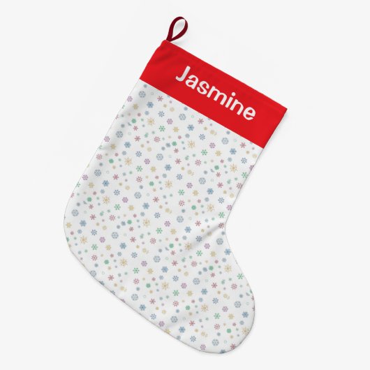 Customisable Minimal Colourful Christmas Snowflake Grote Kerstsok (Voorkant (Hangend))