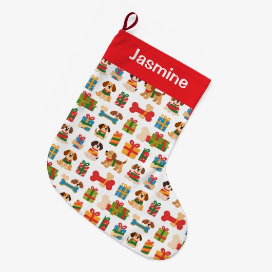 Customisable Minimal Colourful Xmas Tree Pet Grote Kerstsok (Voorkant (Hangend))