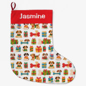 Customisable Minimal Colourful Xmas Tree Pet Grote Kerstsok (Voorkant)