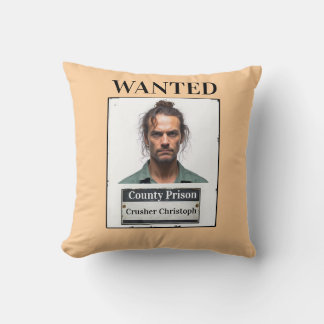 Customisable Photo Name Prison Funny Wanted Throw Kussen