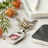 Customisable Rectangle Metal Baby First Christmas Sleutelhanger (Zijkant)