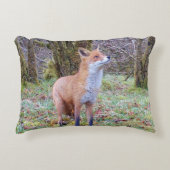 Customisable Red Fox Looking Up Cushion Accent Kussen (Voorkant)