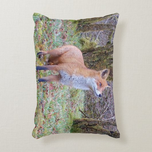 Customisable Red Fox Looking Up Cushion Accent Kussen (Voorkant(Verticaal))