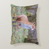 Customisable Red Fox Looking Up Cushion Accent Kussen (Voorkant(Verticaal))