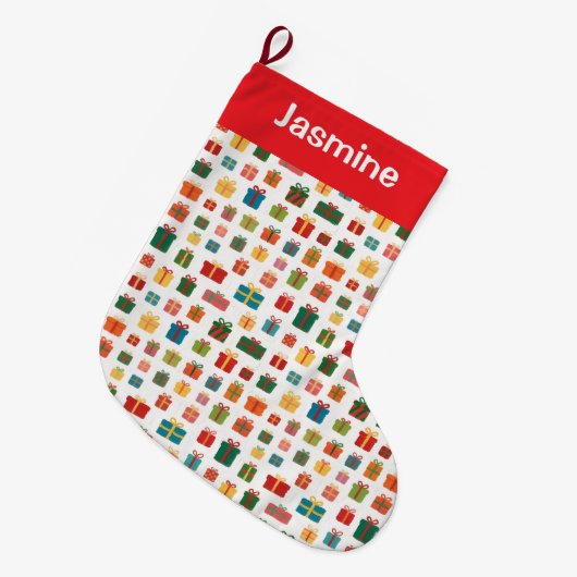 Customisable Simple Colourful Christmas Gift Grote Kerstsok (Voorkant (Hangend))