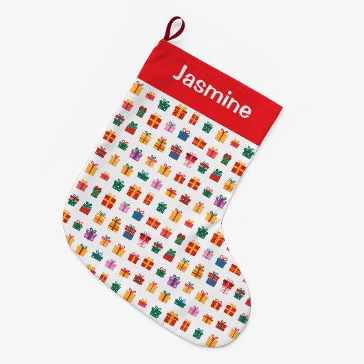 Customisable Simple Colourful Christmas Present Grote Kerstsok (Voorkant (Hangend))