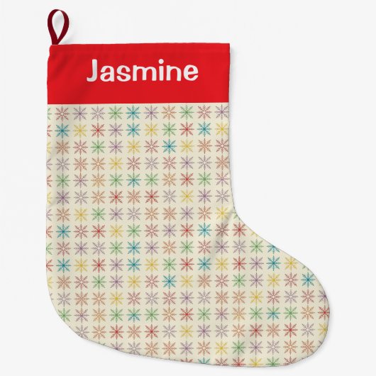 Customisable Simple Colourful Christmas Snowflake Grote Kerstsok (Voorkant)