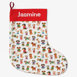 Customisable Simple Colourful Xmas Tree Pet Grote Kerstsok