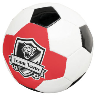 Customisable Soccer Team Jaguar Red Trim Logo Voetbal