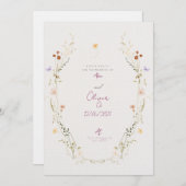 Customisable Wedding Invitation with wild Flowers Kaart (Voorkant / Achterkant)
