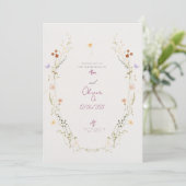 Customisable Wedding Invitation with wild Flowers Kaart (Staand voorkant)