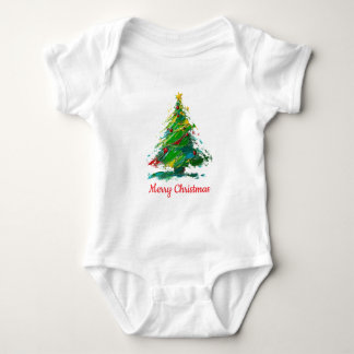 Customisable Xmas Tree Oil Painting Shortsleeve Romper
