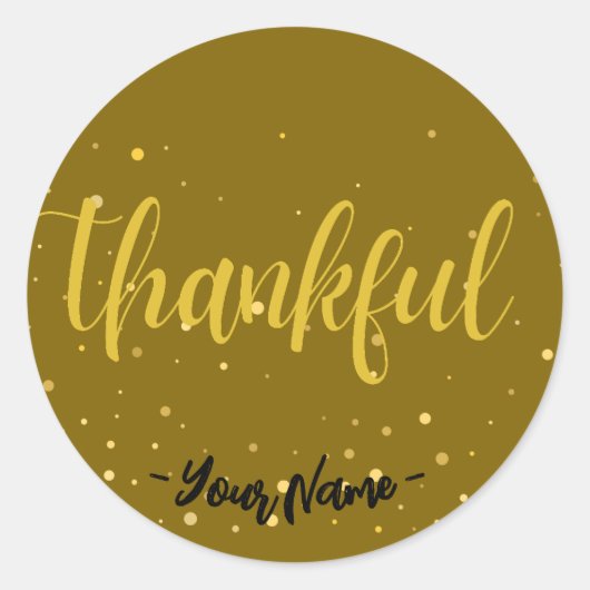 Customiz Glamoureuze gouden polka dot dankbare Sti Ronde Sticker (Voorkant)