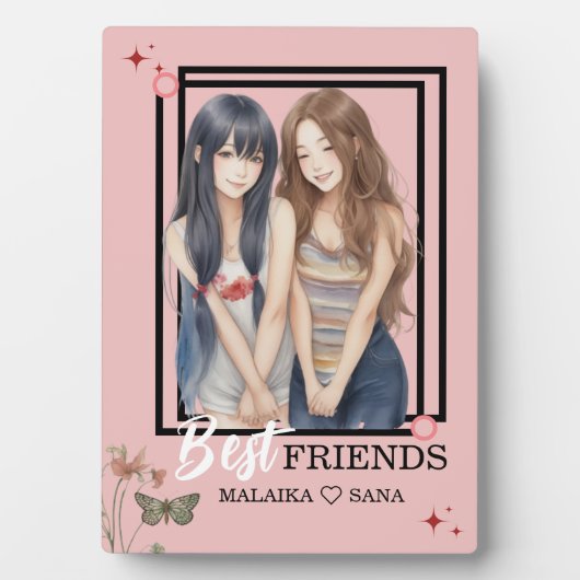 Customiz karikatuur gezicht Beste Vrienden BFF SCH Fotoplaat (voorkant)