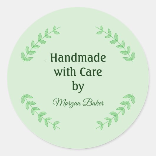 Customizabel Handmade with Care Ronde Sticker (Voorkant)