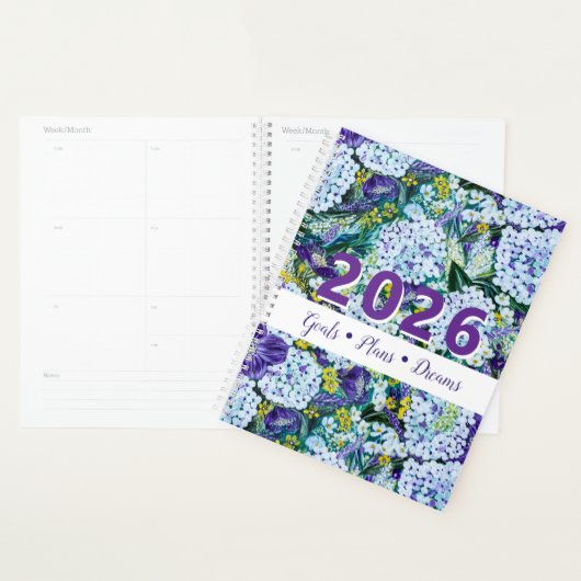 Customizable 2026 Rhapsody-Purple&White Hydrangea Planner (Display)