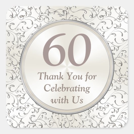 Customizable 60th Anniversary Stickers YEAR, TEXT (Voorkant)