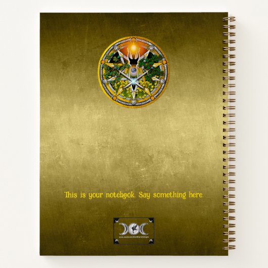 Customizable 8.5 x 11 Litha Summer Golden Notebook Notitieboek (Achterkant)