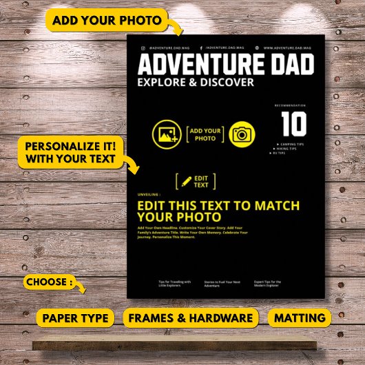 Customizable Adventure Dad Magazine Add Your Photo Poster
